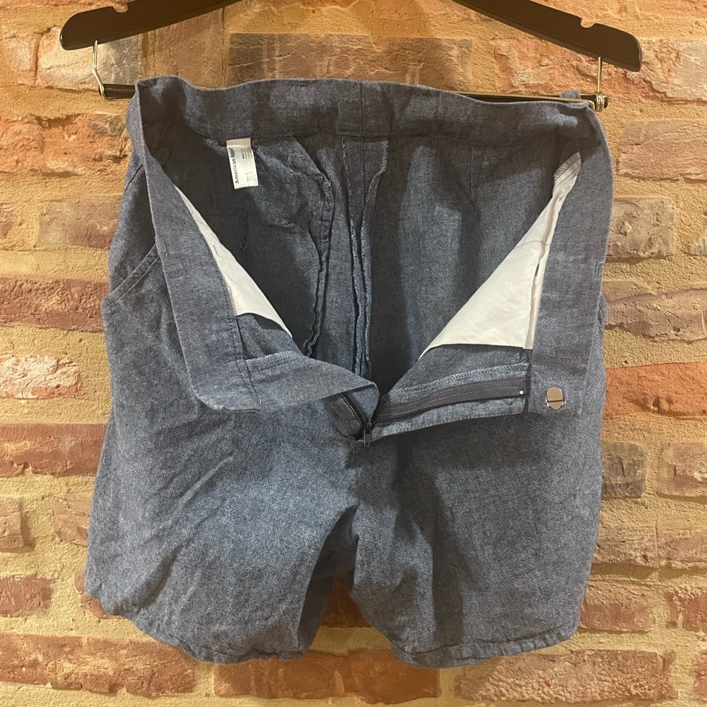 31 in waist 6 in length American Apparel chambray shorts